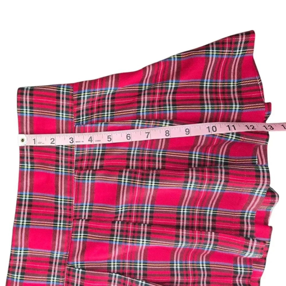 Hot Topic Red Plaid Mini Skater Skirt - L